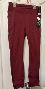 Avia Women's High Rise Flex Tech Leggings Dark Red Maroon - Size Med 8-10 - Picture 1 of 9