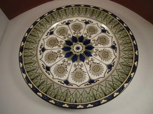 Piatto da portata vintage Royal Doulton Inghilterra Cipro blu foglie verdi - Foto 1 di 9