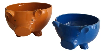Ceramic Pig Serving Bowls Set of 2 – Farmhouse Nesting Snack Dishes by Grassland - Image 1 of 4