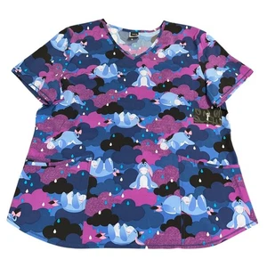 Disney Eeyore Scrub Top Sz XL Extra Large Women’s New w/ Tags Purple Stretch - Picture 1 of 12