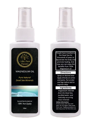 I AM PURE ORGANIC Pure MAGNESIUM OIL Spray | 100% Natural Dead Sea Minerals | 100ml