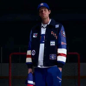 Kith for the New York Rangers Wool Leather Varsity Jacket - Picture 1 of 7