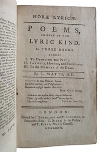 1786 / POEMS of the LYRIC KIND / Isaac WATTS / Devotion Piety Virtue Honour - Foto 1 di 24