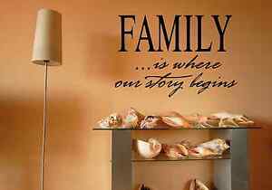 Family is where our story begins vinyl home decor wall art inspirational quotes