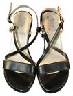 New In Box Size 7.5 Springstep Black Leather Comfort Strappy Sandals, 3" Heels