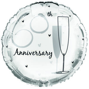Round 18" 60th Anniversary Foil Helium Balloon (Not Inflated) - Champagne Flutes