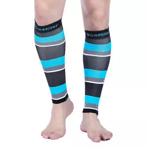Doc Miller Calf Compression Sleeve 1Pair 20-30mmHg Varicose Vein BLK/BLU/GRY/WHT - Picture 1 of 9