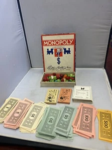 Original Box Vintage 1936  Monopoly Game Wood Houses Hotels Dice No Board - Picture 1 of 1