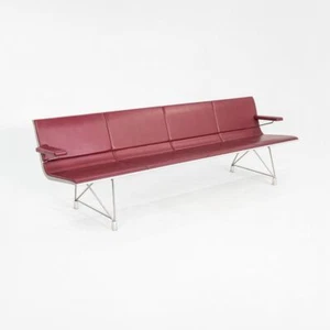 2000s Aero benches by Lievore Altherr Molina for Sellex / Davis in Red Vinyl - Picture 1 of 12