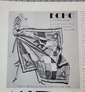 1947 Womens Echo Brand U.S. Map Neck Scarf Vintage Fashion ad - Picture 1 of 1