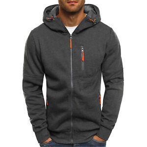 Hooded Sweatshirts Casual Zipper Jacket Men's Zip Up Long Sleeve Hoodies Tops