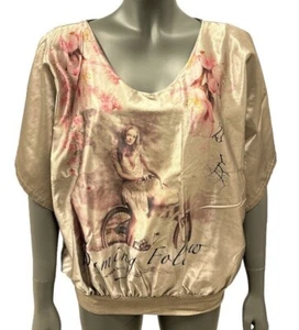 Damen Shirt T-Shirt Satin Satinshirt RAINBOW grau NEU Größe XS S M - Picture 1 of 2