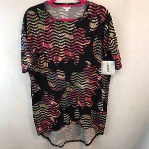 Camisa Top LuLaRoe Irma Abstracta Floral Túnica Alta-Baja Negra Multicolor XXS Nueva - Imagen 1 de 8