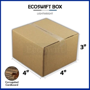 1-Box 4x4x3 EcoSwift Cardboard Packing Moving Shipping Box Corrugated Carton - Picture 1 of 5