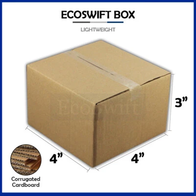 1-Box 4x4x3 EcoSwift Cardboard Packing Moving Shipping Box Corrugated Carton - Image 1 of 4