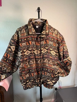 80-е винтажная женская шелковая куртка-бомбер Fuda International с племенным принтом - S - - Изображение 1 из 4