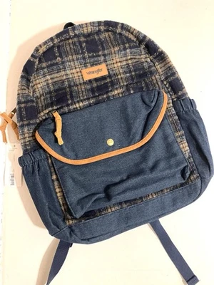 Mochila WRANGLER Denim y Cuadros Borde Suave 12x17x4 Bolsillos Interior Laterales Nueva Foto 1 de 4