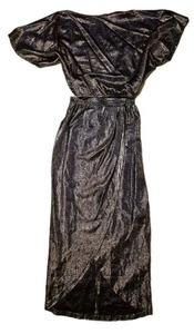 Vintage Metallic Disco Set – Batwing Top & Wrap Skirt 70s 80s Glam M/L - Picture 1 of 3