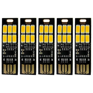5x 6-LED USB Portable Keychain Lamp W/ Touch Dimming 1W 3200K Warm Light Kit - Afbeelding 1 van 8