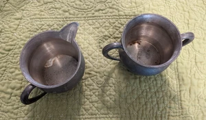 Juego de crema Sugar Bowl Woodbury Pewterers vintage metal estaño marcado EE. UU. años 40 - Imagen 1 de 8