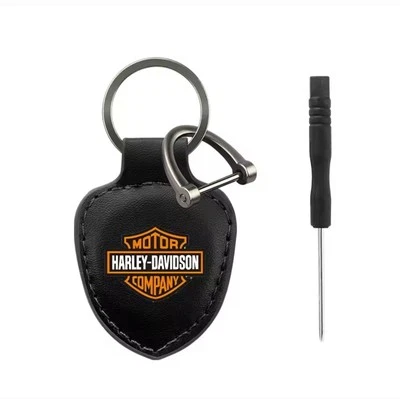 Black Leather Harley Davidson Motorcycle Keychain Holder Keyring With Fittings