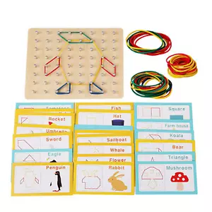 Geoboards With Rubber Bands Wood Stacking Peg Board Montessori GeometricGeoboard - Picture 1 of 12