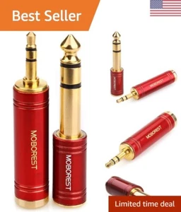 3.5mm to 6.35mm Stereo Adapter - Pure Copper - Male to Female - Red - 2PCS - Picture 1 of 9
