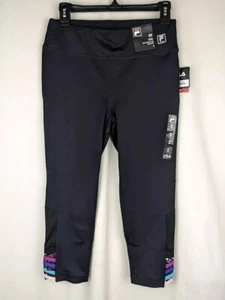 Neu mit Etikett Fila Sport Capri Leggings Damen Größe M schwarz Kreuzsaum mittlerer Aufstand - Bild 1 von 13