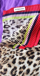 Plissee Tuch Schal Leo Leopard Muster Neu MANGUUN Neon Streifen - Bild 1 von 6