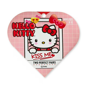Sanrio Hello Kitty Valentines Day paire parfaite de chaussettes d'équipage dans boîte cœur NEUF
