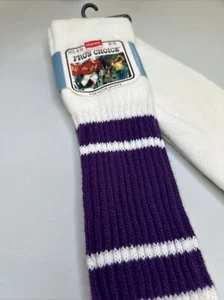 Mens VTG Pros Choice Hanes Tube Socks 9-15 Striped 80's NOS Purple 90s USA 22" - Picture 1 of 8