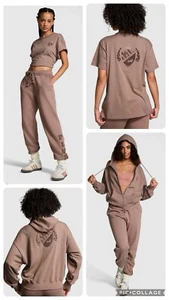 Victoria’s Secret Pink 3pc Iced Coffee shine, sweatpants, full zip hoodie, shirt - Picture 1 of 16
