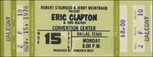 Boleto de concierto sin usar de la gira de Eric Clapton 1976 Dallas - Imagen 1 de 1