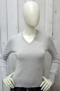 Maglione Tommy Hilfiger Donna Taglia S Grigio Cotone Sweater Pullover Maglia - Foto 1 di 12