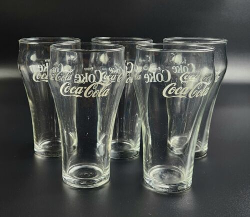 Vintage 1970's Coke /Coca Cola Fountain Glasses/ Tumblers  - Set of 5 - 6" Tall