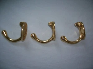 SOLID BRASS HEAVY 2 1/2" COAT HOOKS - SET OF 3 - Picture 1 of 4