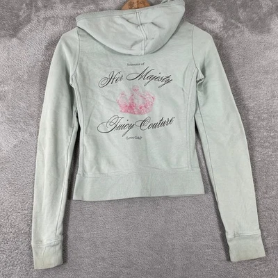 Sudadera con capucha vintage Y2K Juicy Couture para mujer pequeña corona verde menta cremallera completa centro comercial Foto 1 de 4