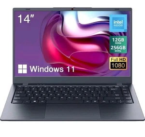 14-inch Celeron N4000 Laptop: 12GB+256GB SSD, Win 11 for Studies & Work - Picture 1 of 7