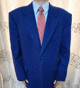 Vintage handtailored bespoke classic all worsted Tweed suit jacket blazer 50R - Picture 1 of 10