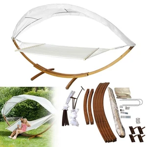 Hängesessel Hängematte Balkon 2 Personen XXL Holz mit Gestell bis 350 kg Camping - Bild 1 von 8
