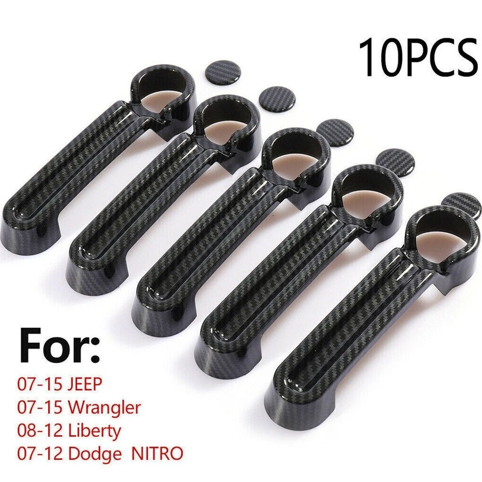 Cubierta de manija de puerta ABS carbono 10X para Jeep Wrangler JK Liberty NITRO 07-18 Foto 1 de 3