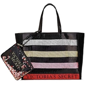 NUEVO Bolso de Mano Victoria's Secret Lentejuelas Grande de Fin de Semana y Bolso de Cosméticos a Juego - Imagen 1 de 12