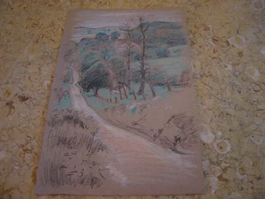 Vtg Antique Early 20th Cent E A Trego Charcoal Double Sided Drawing - Picture 1 of 7