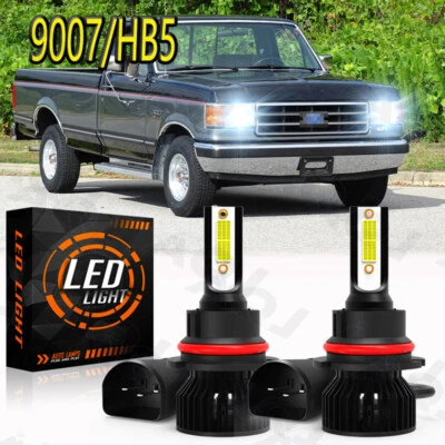 For Ford F-150 F-250 1987-1991 6000K 2PC 9004 LED Headlight Hi/Lo Beam Bulbs Kit Foto 1 de 4