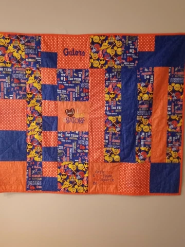HAND MADE ONE OF A KIND GATOR QUILT  48X40 Cover