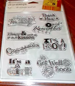 CLEAR ACRYLIC AUTUMN LEAVES STAMPS ALL OCCASION word art ~ wrk CTMH blk - Picture 1 of 1