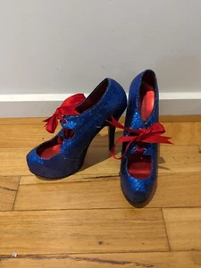 BORDELLO Teeze Glitter Pinup Burlesque Showgirl Platform Heels Sz 9 - Picture 1 of 6