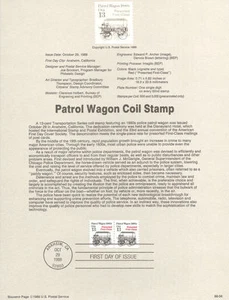 #8856 13c Police Patrol Wagon Stamp #2258 USPS Souvenir Page - Picture 1 of 1
