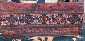 Antique Caucasian hand knotted Soumak wool kilim Kelim 110 X 50cm - Picture 1 of 10