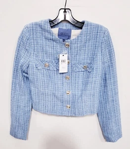 Guess Alara Shimmer Tweed Jackets XS Blue (W3RN50WF5A0-F7QO) - Picture 1 of 12